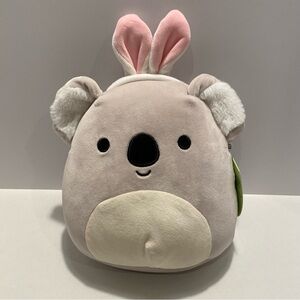Squishmallows Koala with Pink Bunny Ears in Cream and Light Gray. NEW